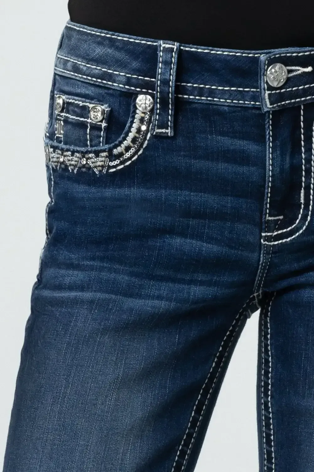 Graphite Stitched Bootcut Jeans