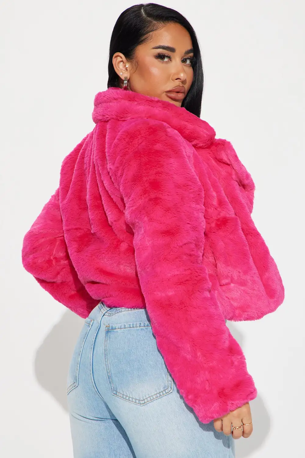 Warm By The Fireside Faux Fur Jacket - Fuchsia