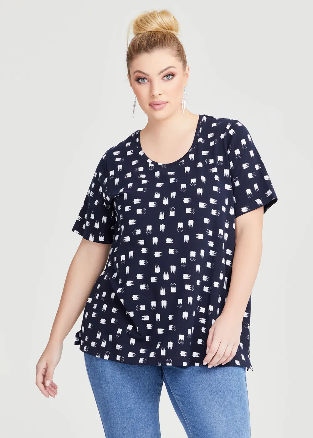 Cotton Brushstroke Print Tee