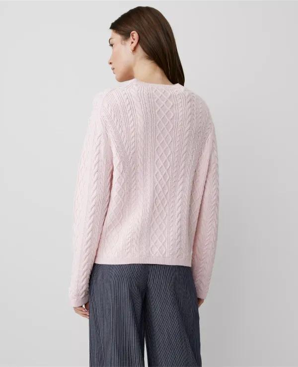 Mixed Cable Mock Neck Sweater