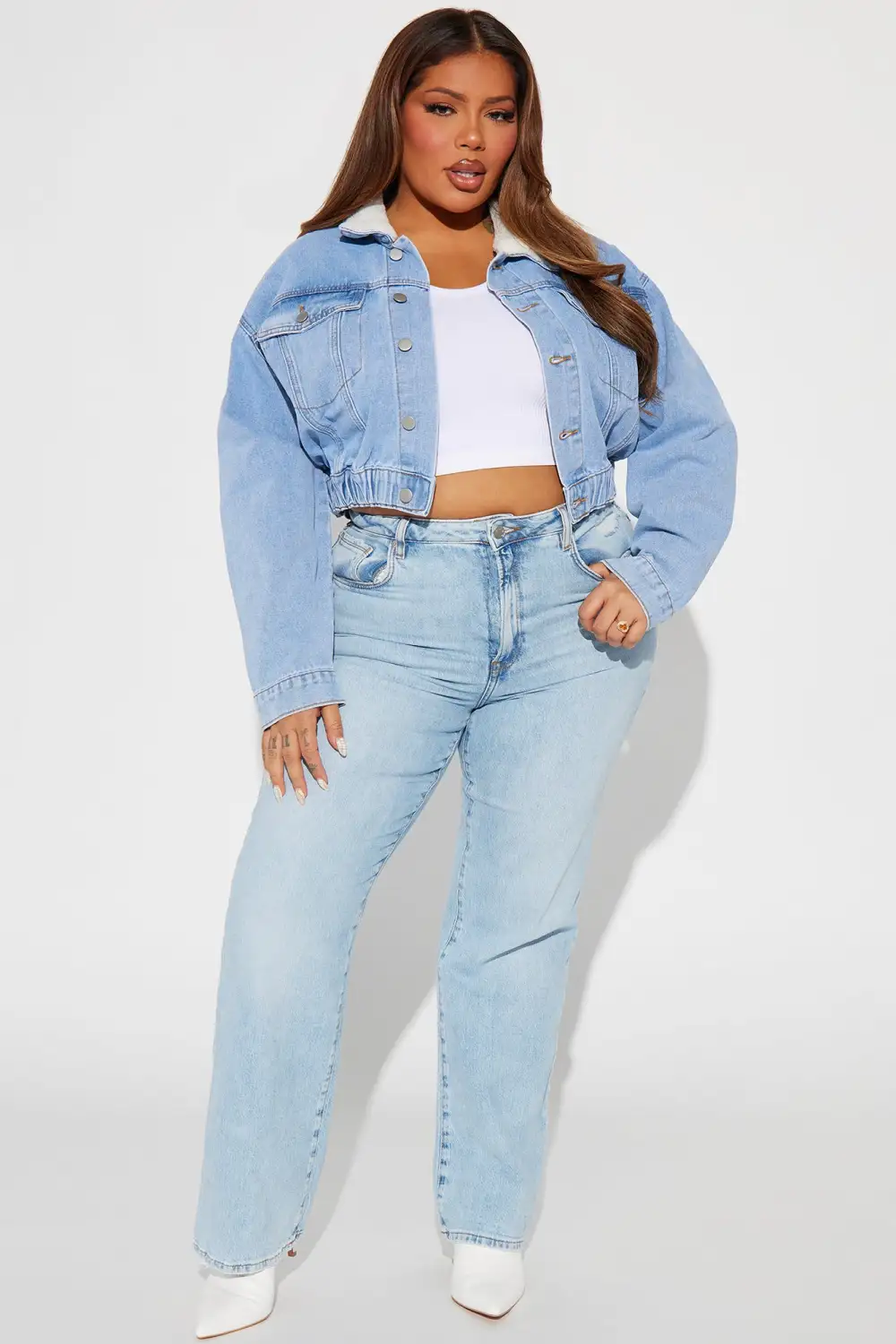 Flip The Script Denim Bomber Jacket - Medium Wash