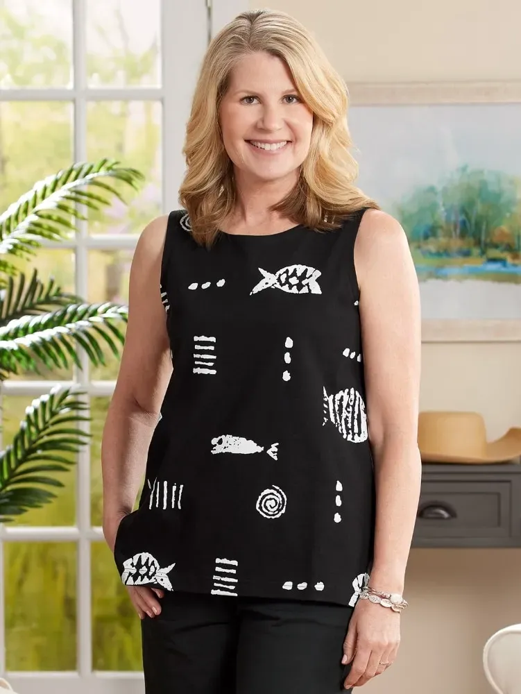 M.MAC Rock Fish Sleeveless Cotton Knit Top