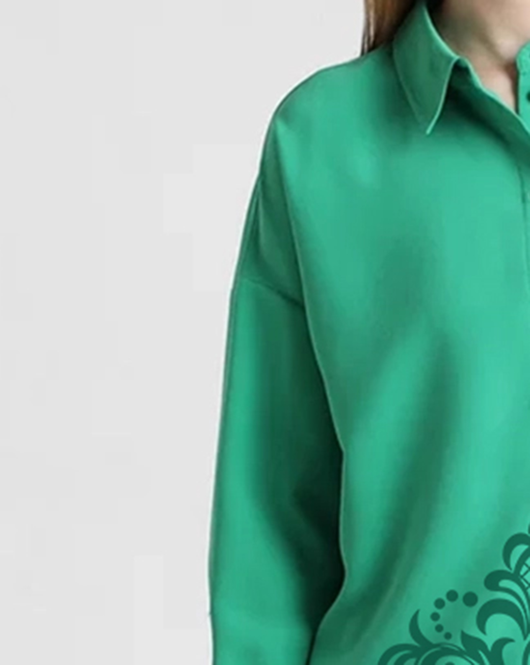 Green Embroidered Long Sleeve Shirt