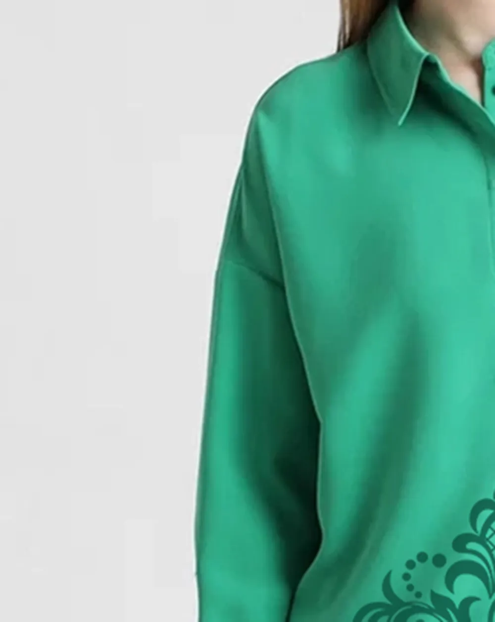 Green Embroidered Long Sleeve Shirt
