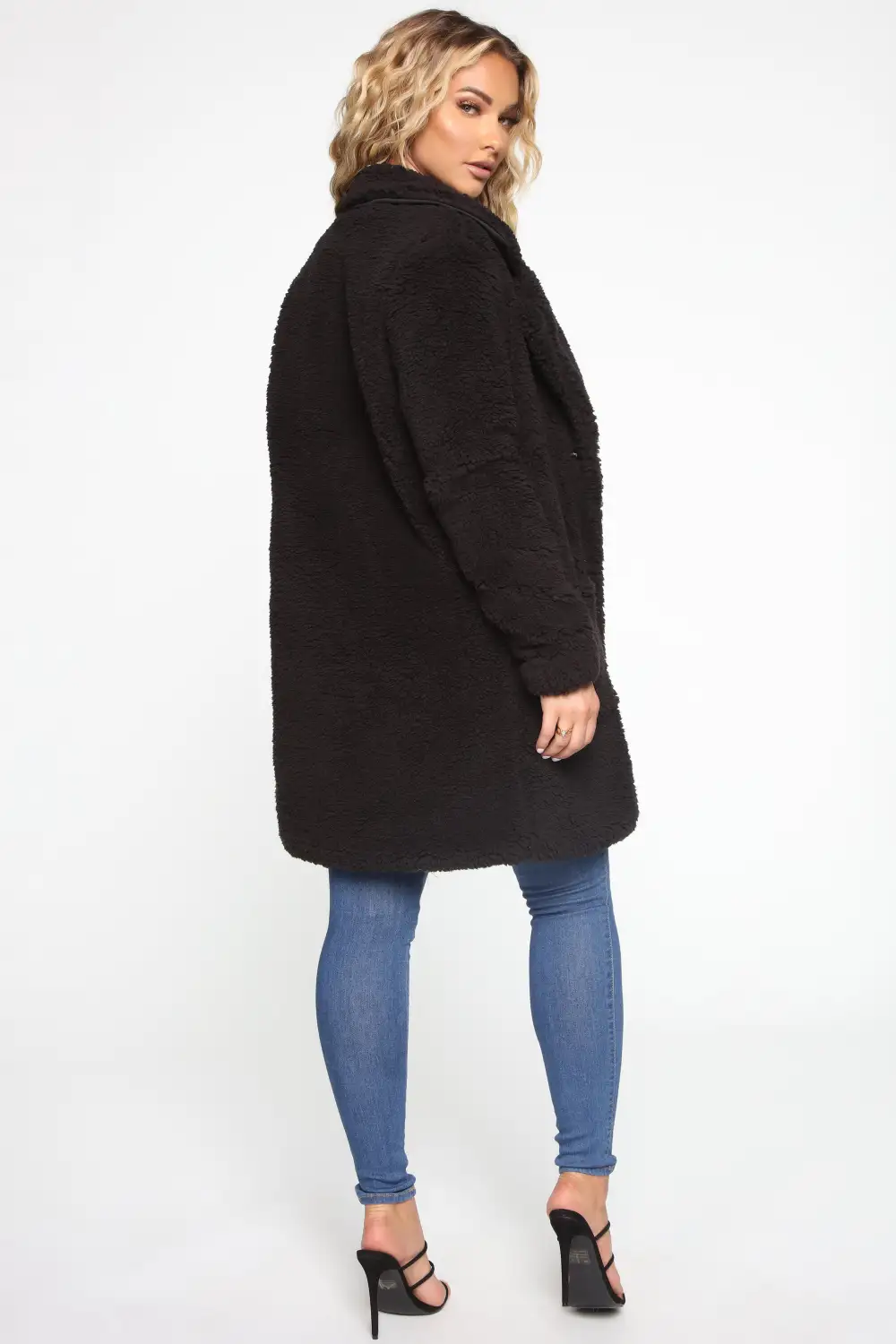 Keep Each Other Warm Sherpa Coat - Black