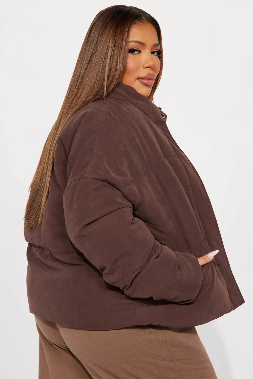 Need You To Get It Together Puffer Jacket - Chocolate