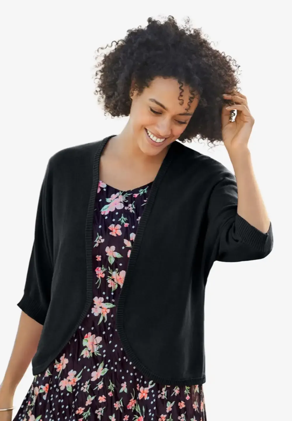 Rib Trim Cardigan Shrug