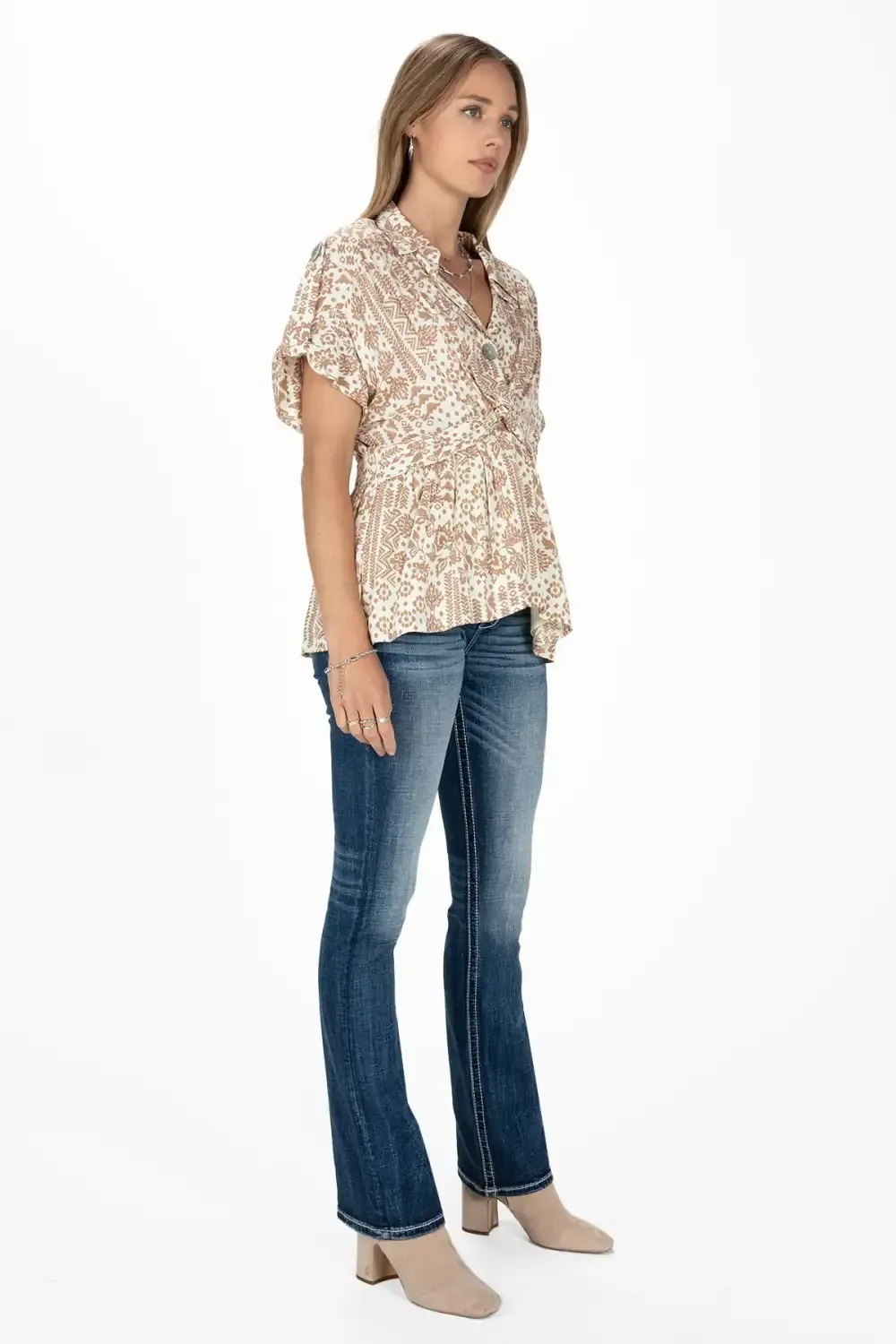 Aztec Print Twist Blouse