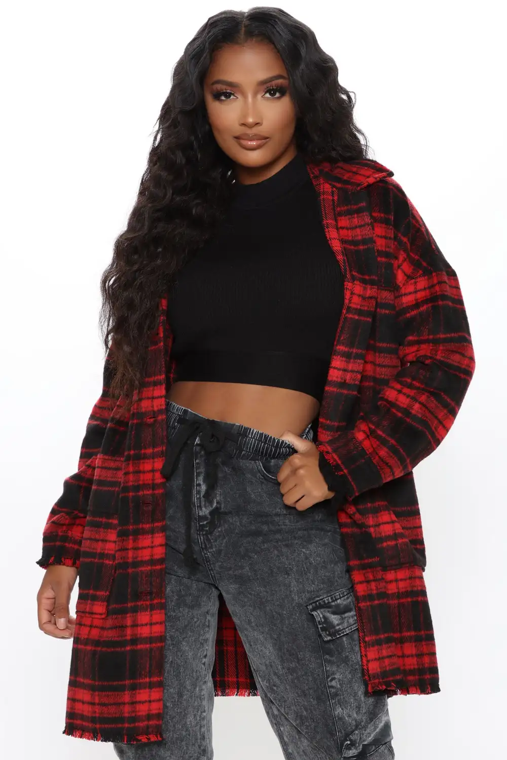 Never Plaid It So Good Shirt Jacket - Red