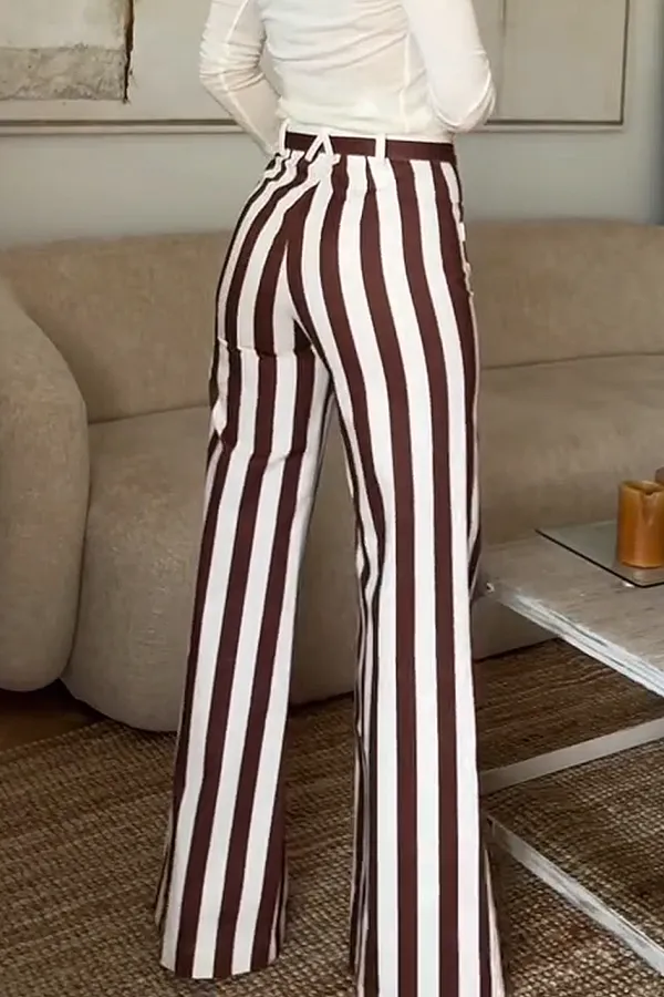 Women'S Striped Contrast Casual Trousers
