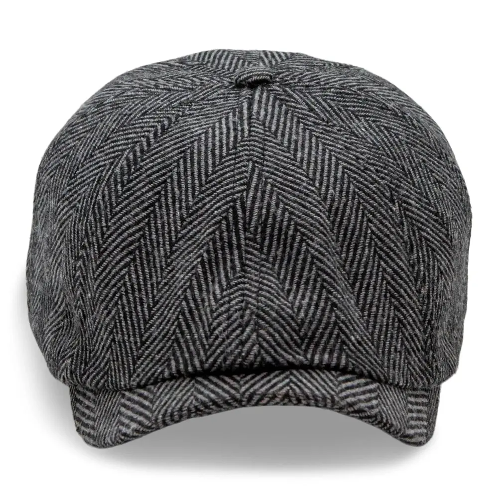 The Baker Boy Boston Scally Cap - Grey Herringbone