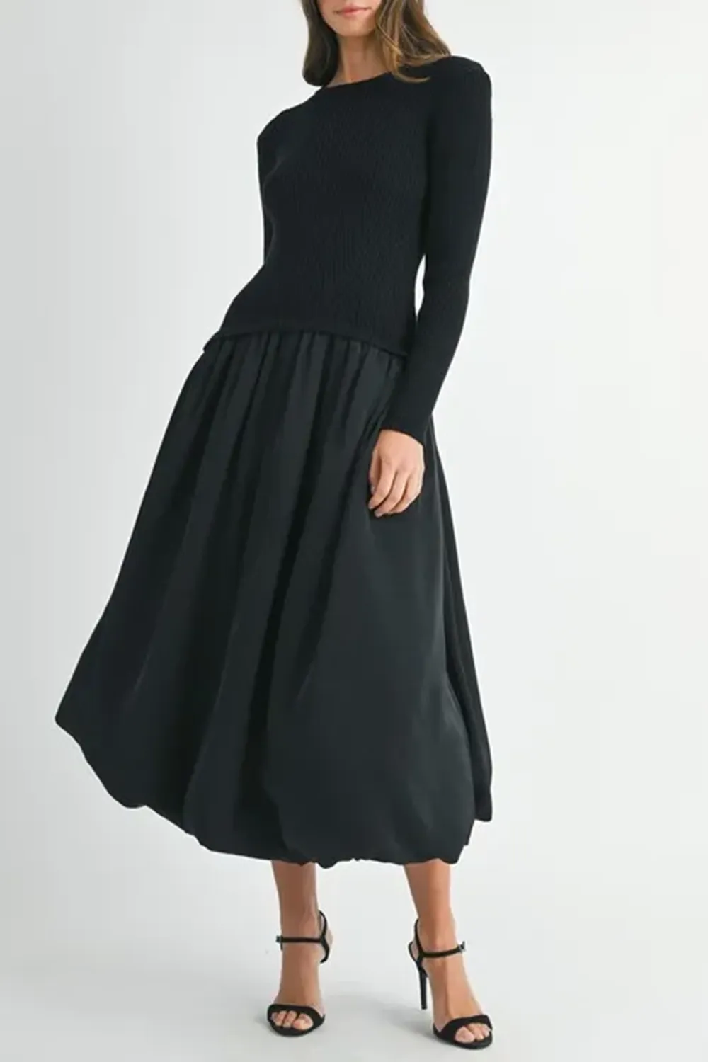 Minimalist Temperament Black Sweater Dress