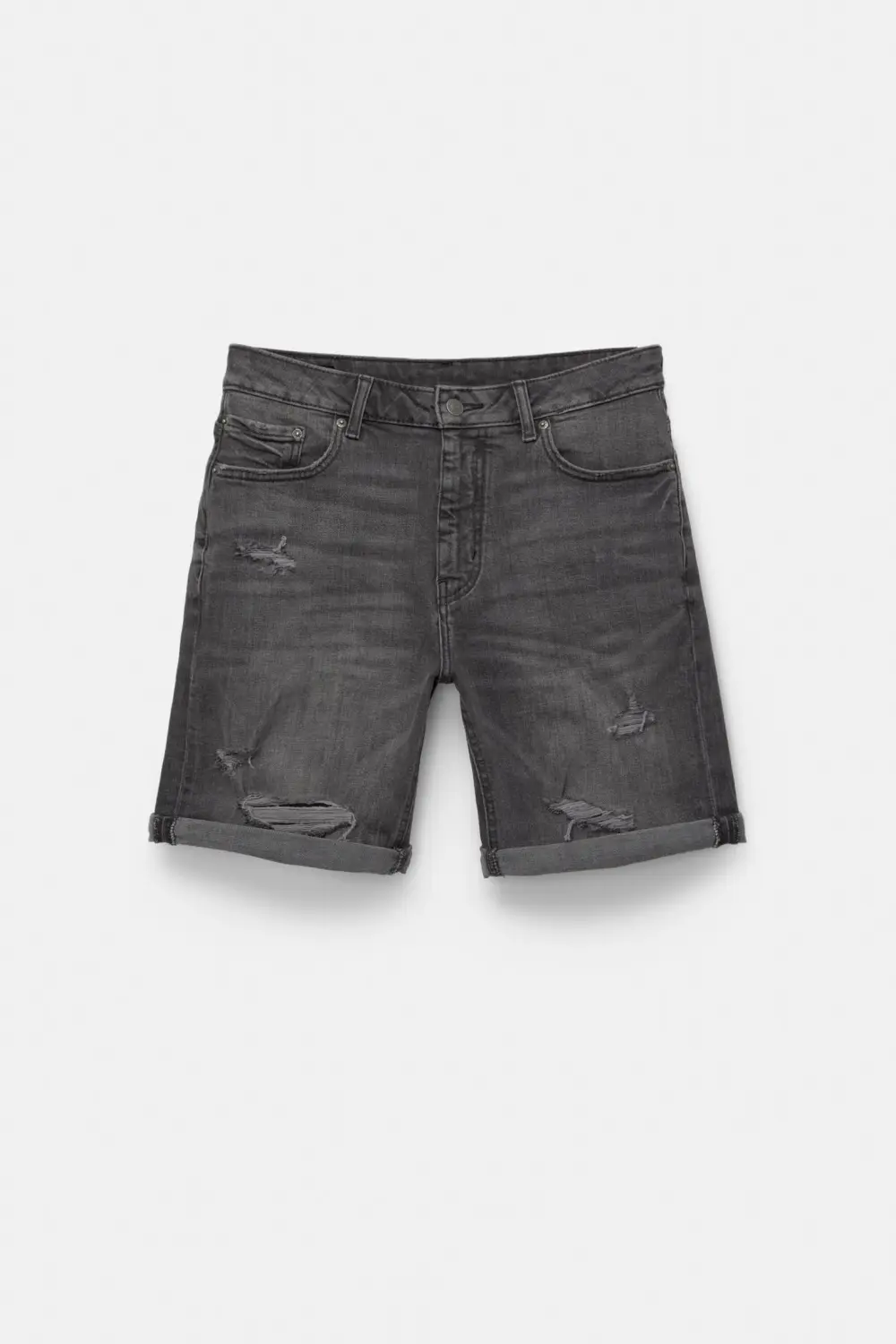 Ripped denim Bermuda shorts