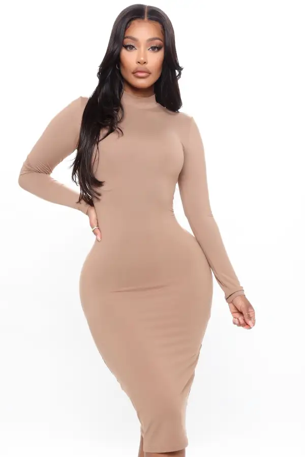 Feelin It Midi Dress - Taupe