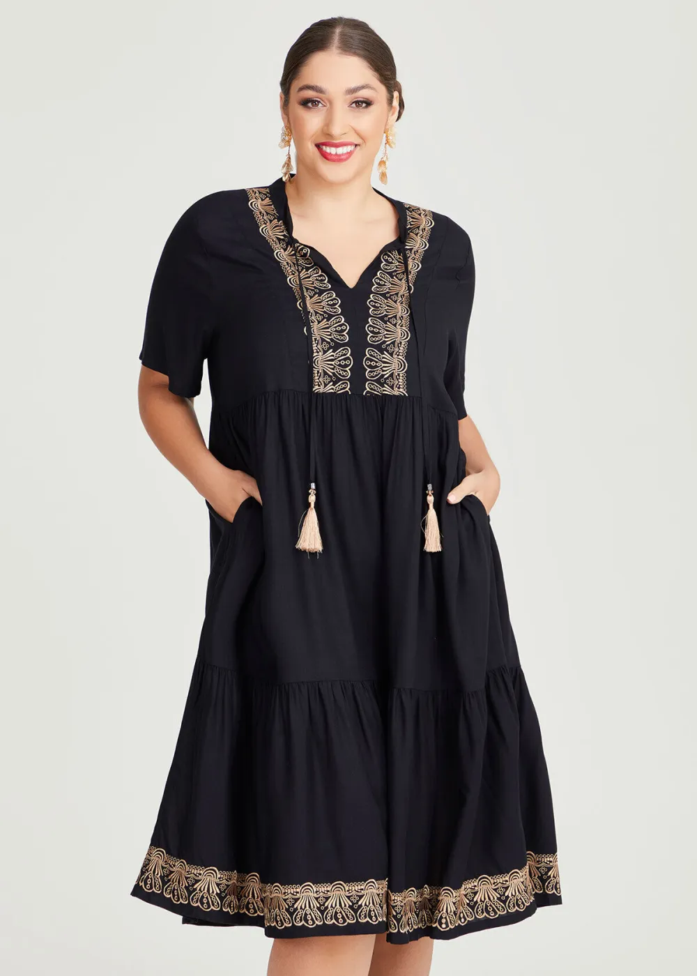 Natural Glam Embroidery Dress