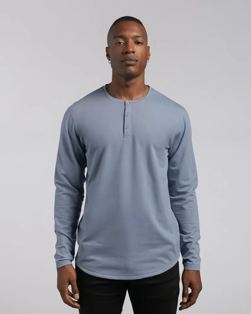Henley Drop-Cut Long Sleeve: Bylt Signature