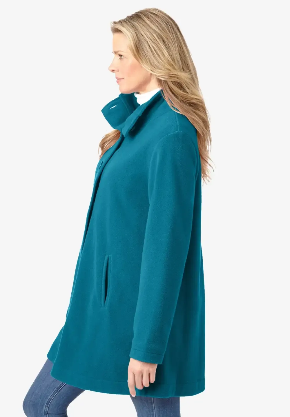 Fleece Swing Funnel-Neck Coat