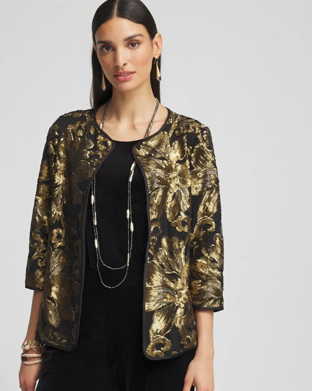 TravelersTM Collection Embroidered Sequin Jacket