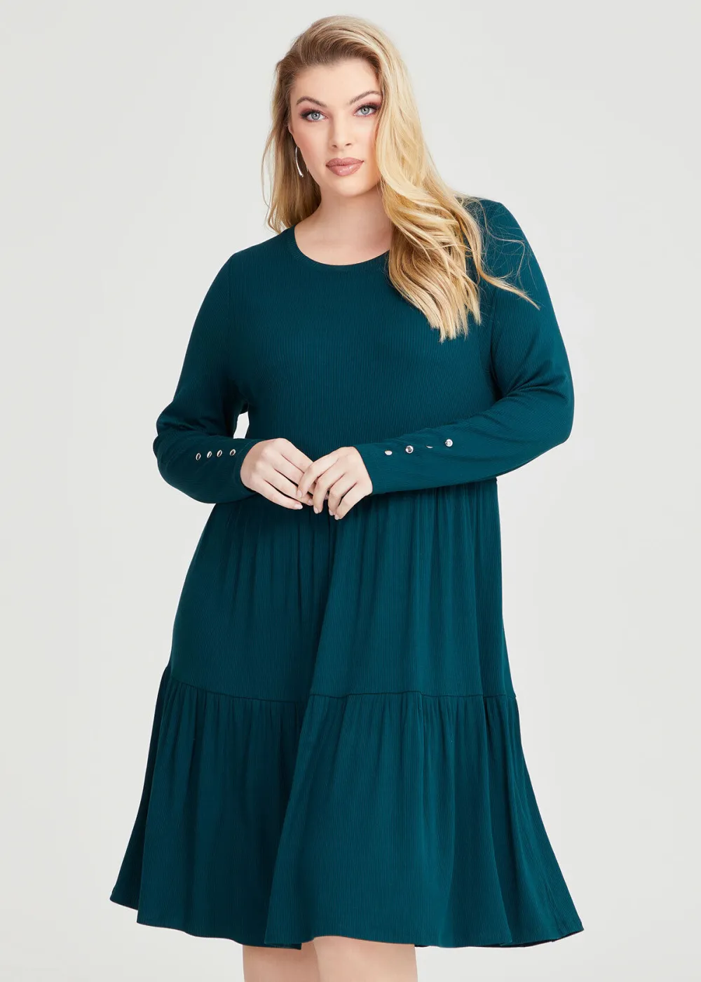 Natural Mini Rib Tiered Dress