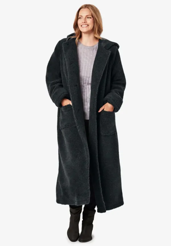 Long Hooded Berber Fleece Coat