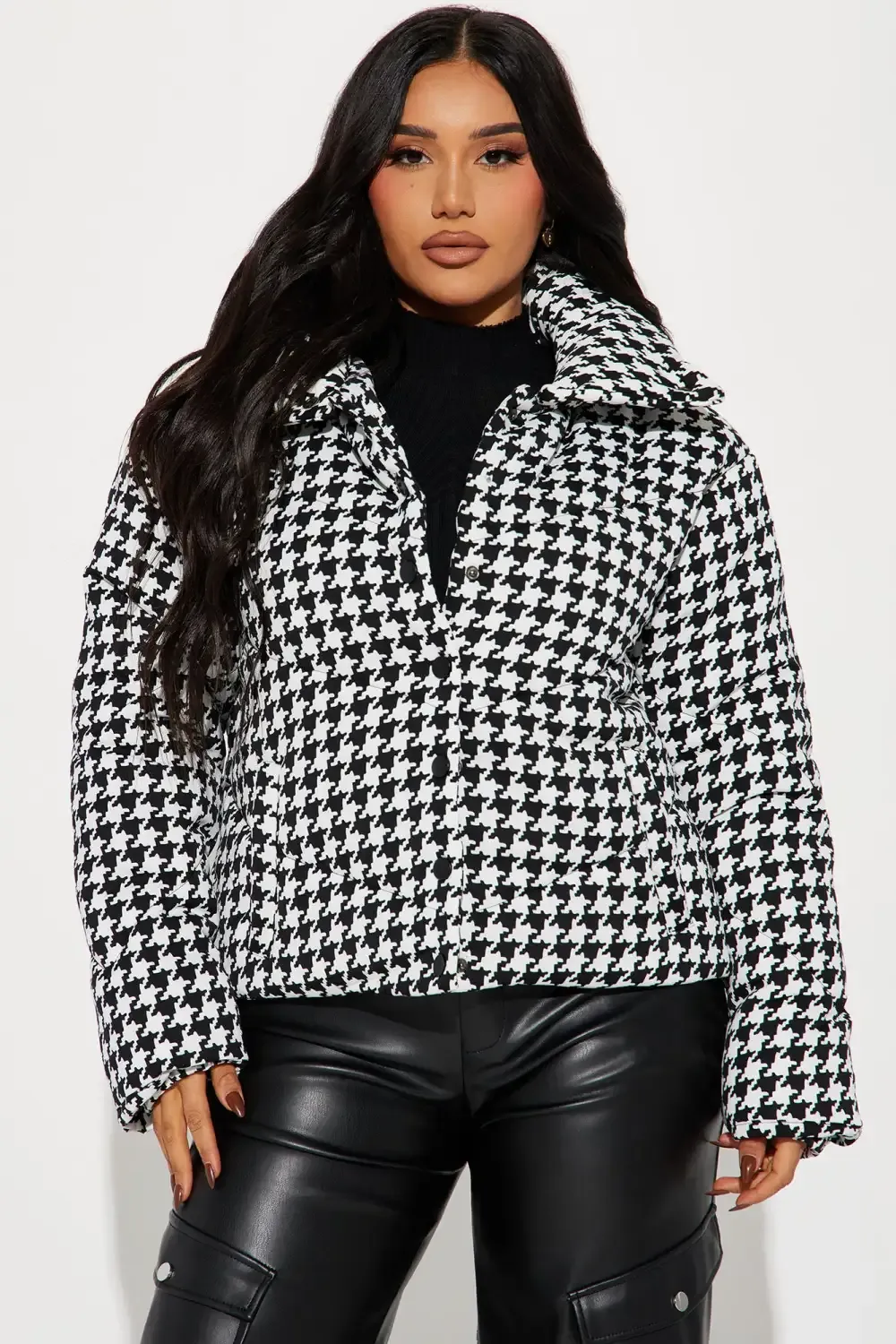 Mila Puffer Jacket - Black/White