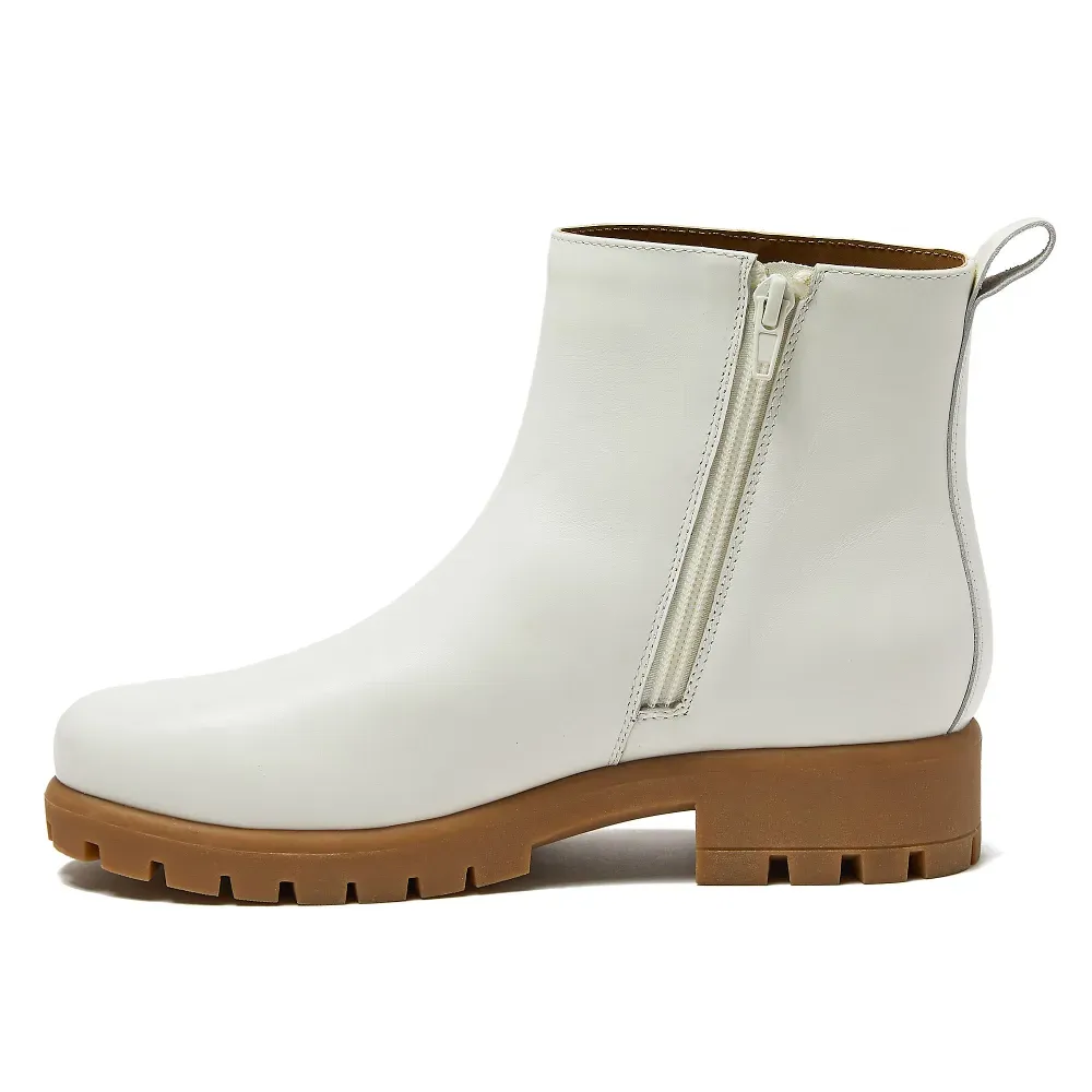 Women's Zip Up Leather Lug Boots
