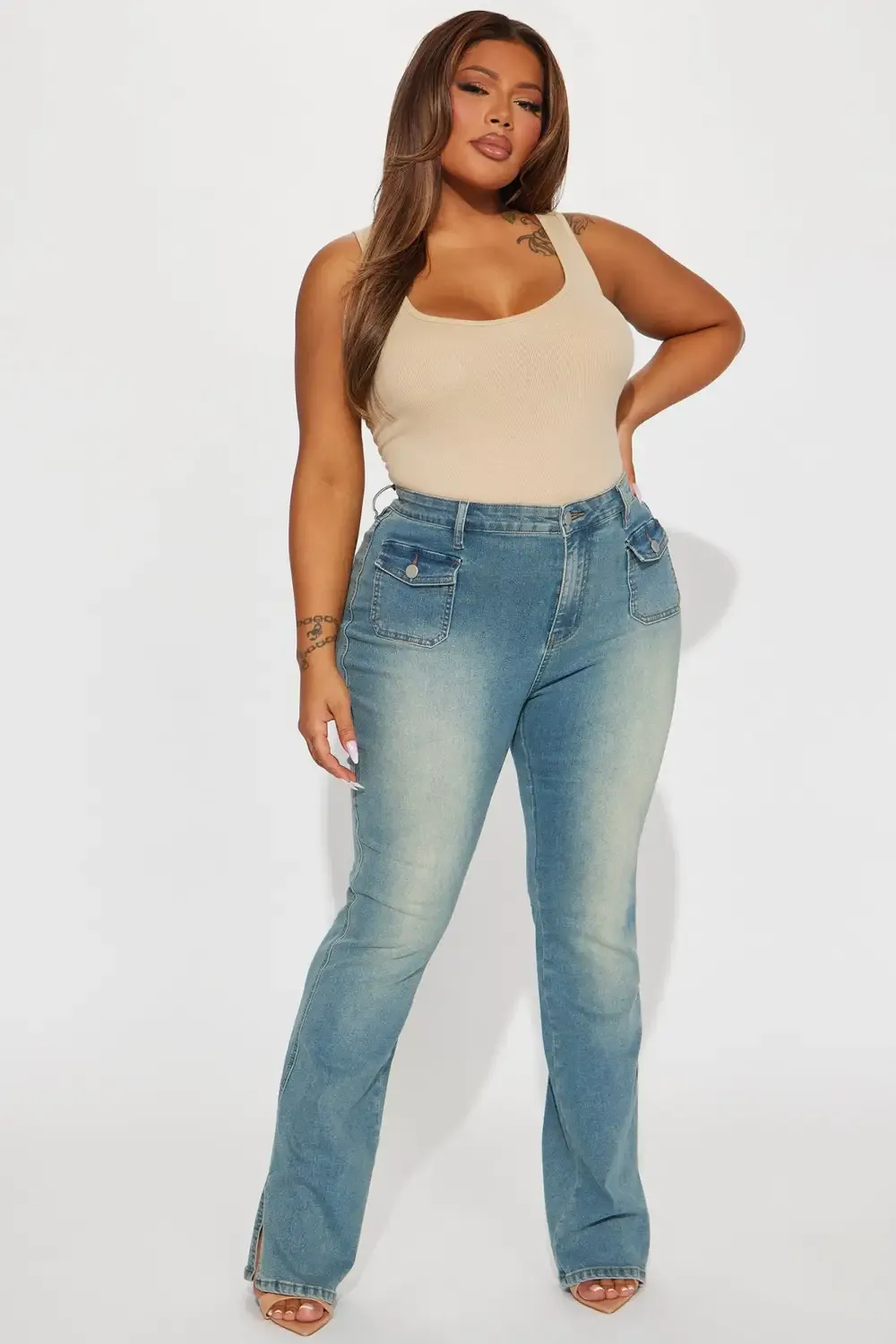 Desert State Y2K Tinted Stretch Bootcut Jeans - Vintage Wash