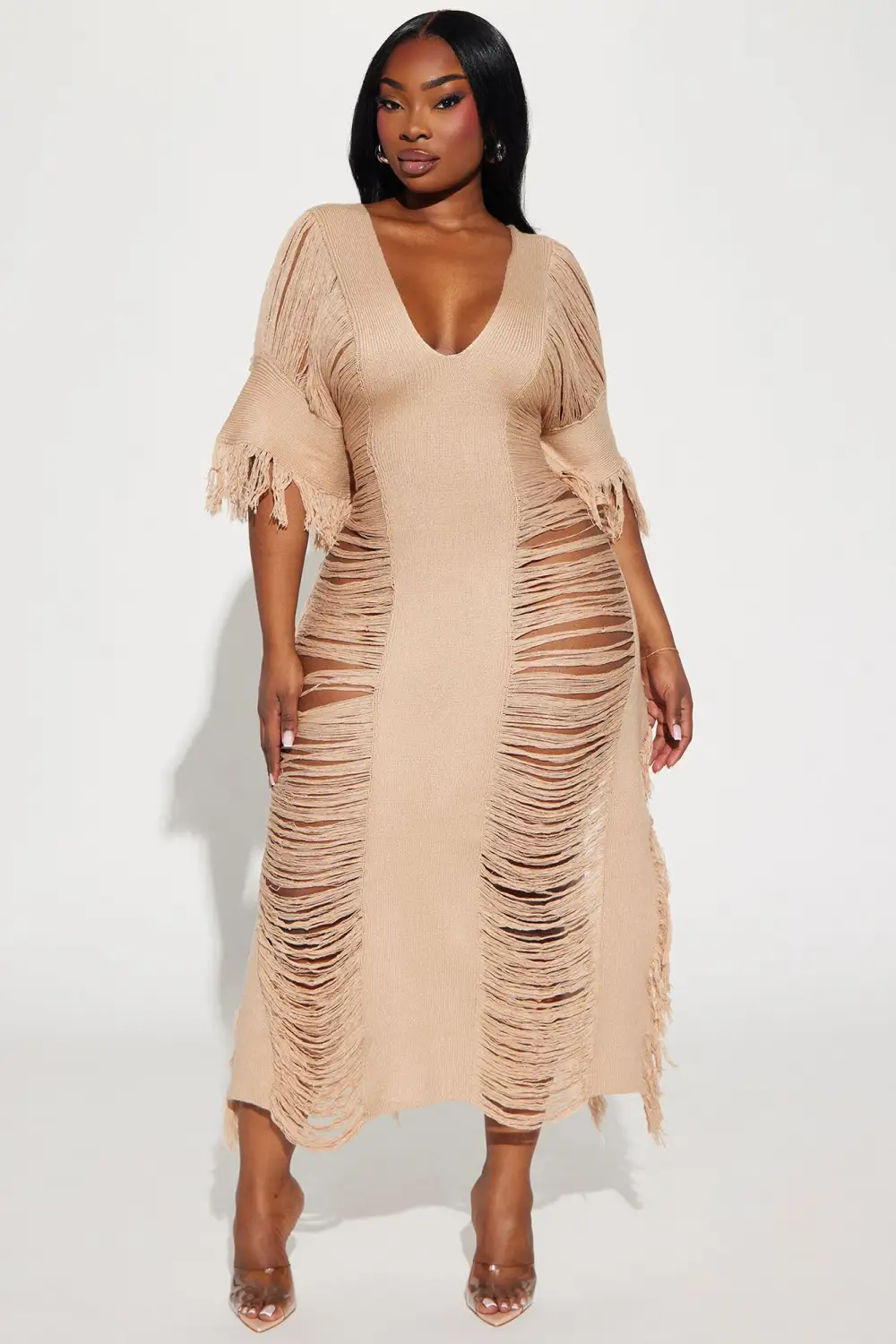 Rylee Sweater Midi Dress - Beige