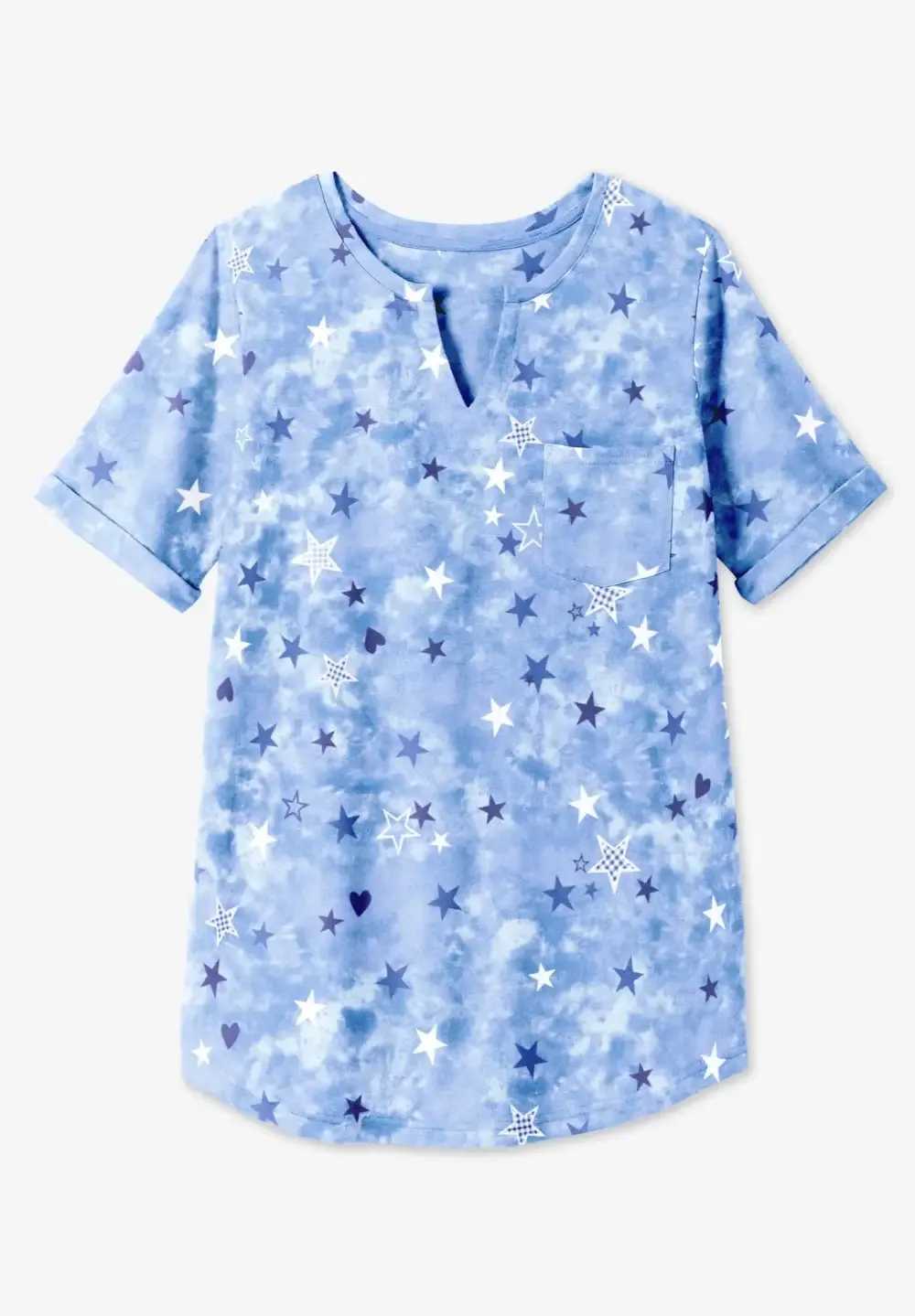 Short-Sleeve Notch-Neck Tee