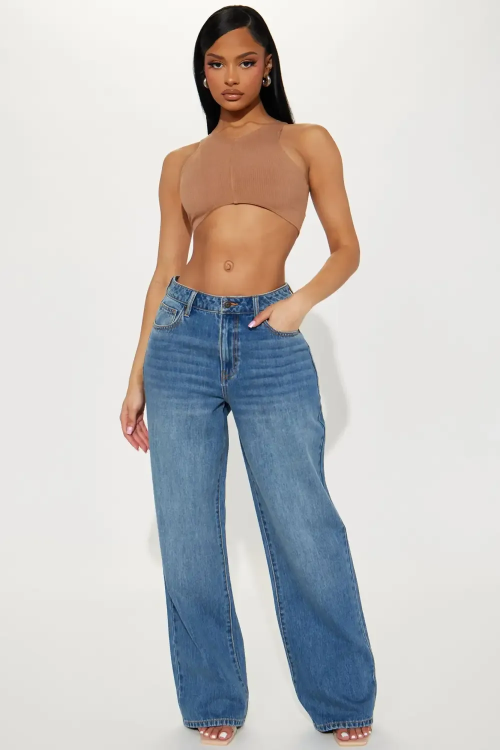 House Party Vintage Baggy Non Stretch Jeans - Dark Wash