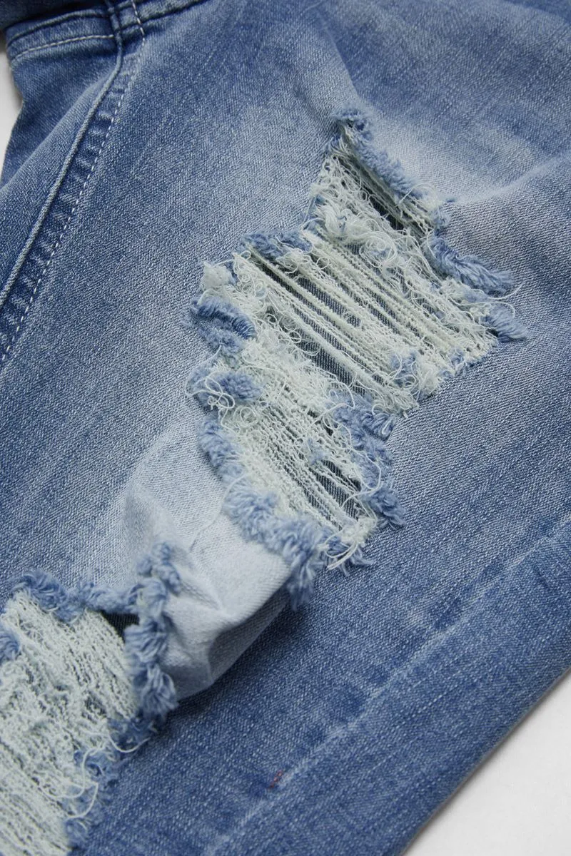 Wash Cut Out Low Waist Denim Bermuda Shorts
