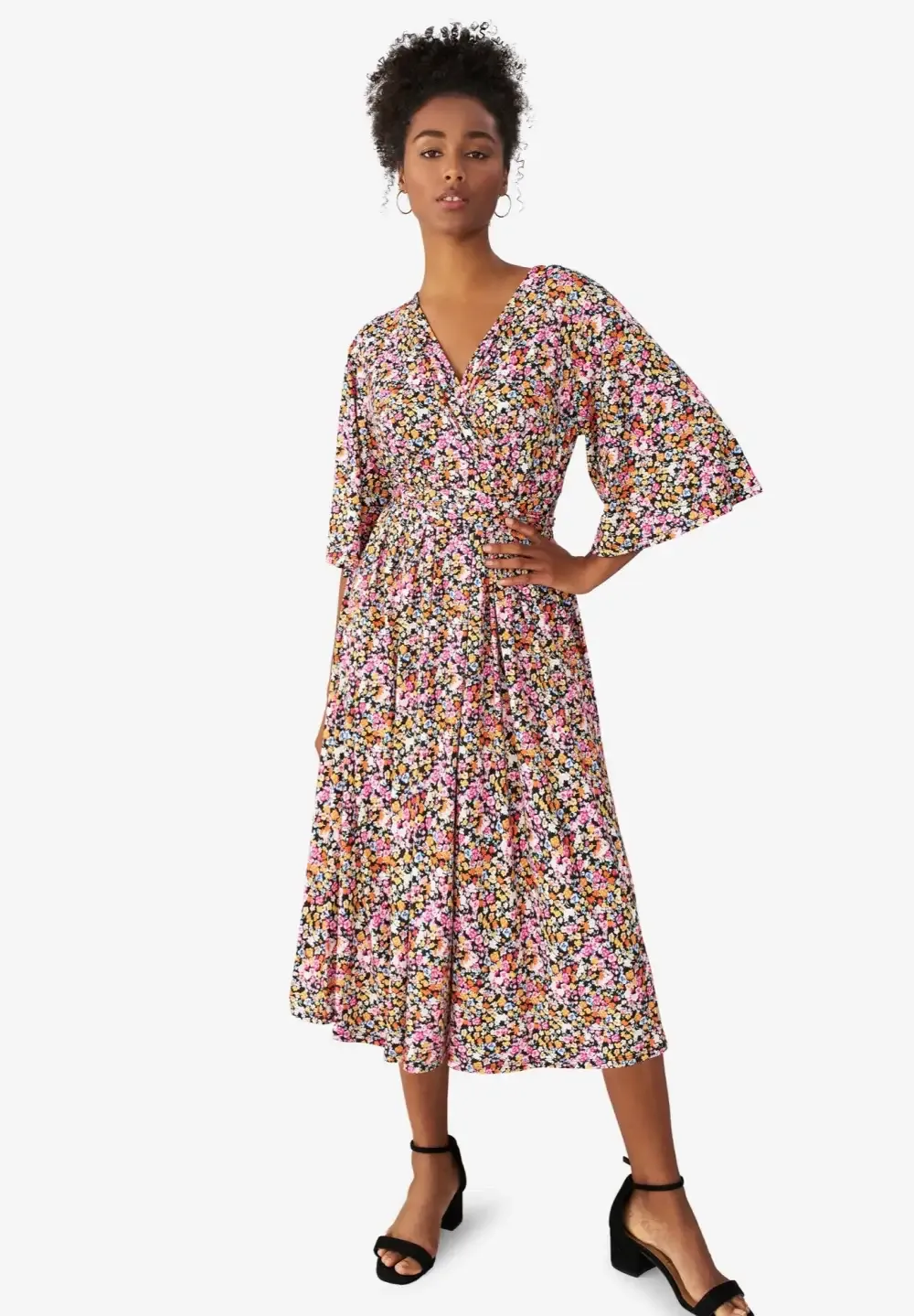 Surplice Tie Back Midi Dress