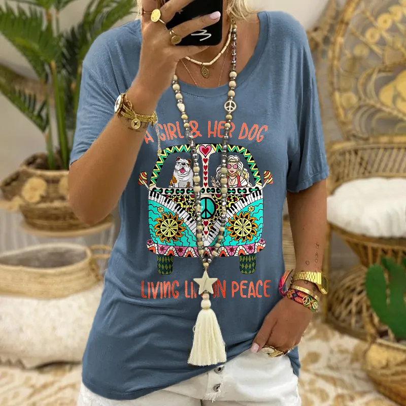 A Girl And Her Dog Hippies T-shirt