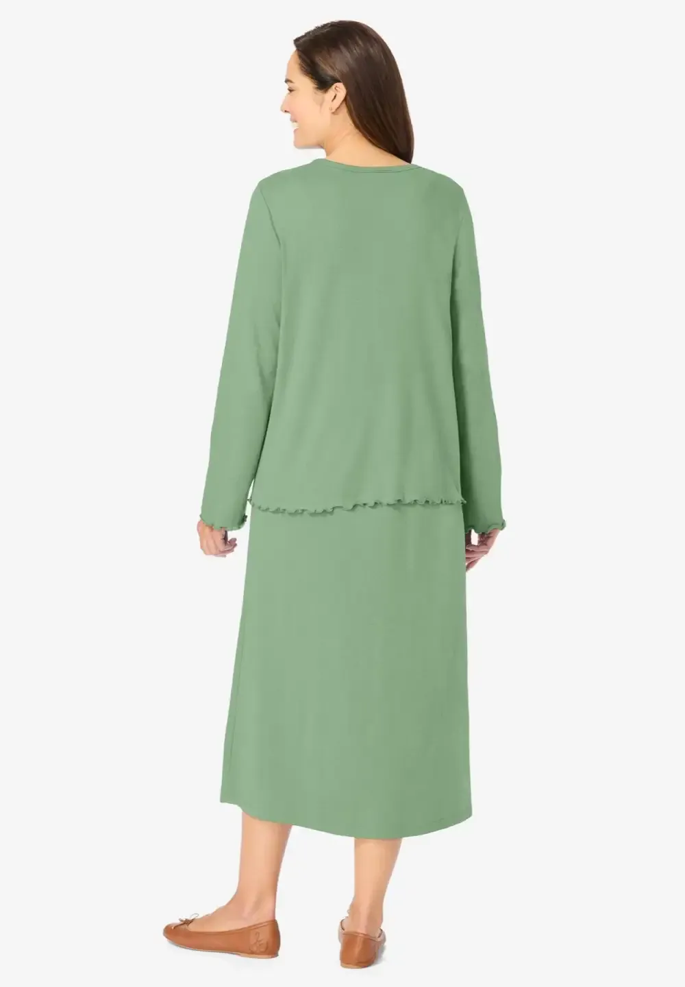 Lettuce Trim Knit Jacket Dress