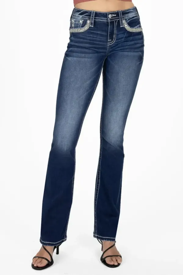 Aztec Stitch Border Bootcut Jeans