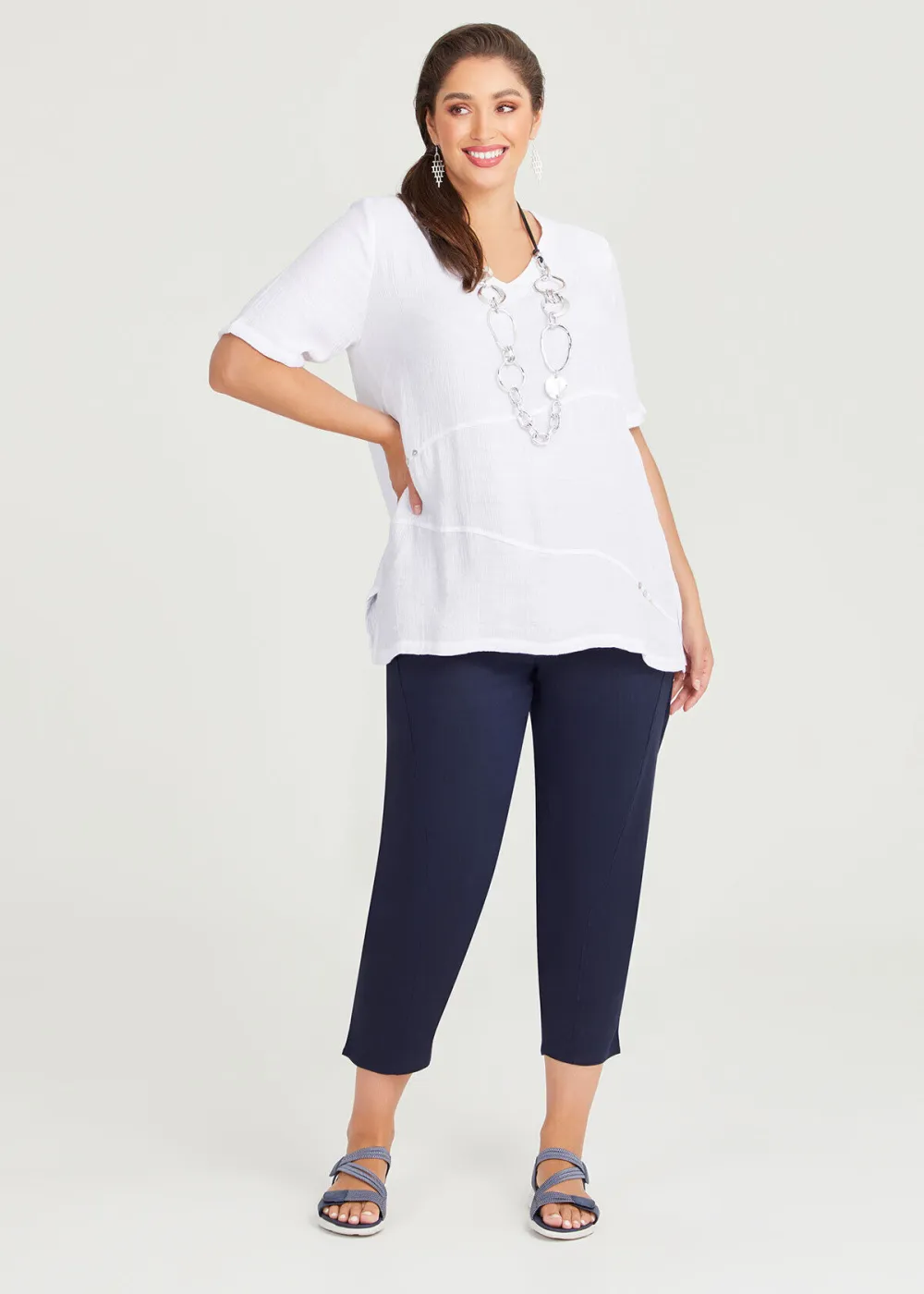 Seam Detail Crinkle Top