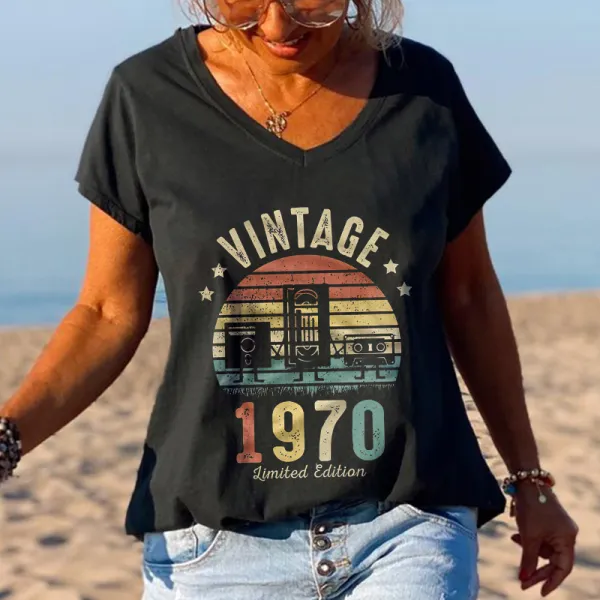 Vintage Limited Editon 1970 Printed Hippie T-shirt