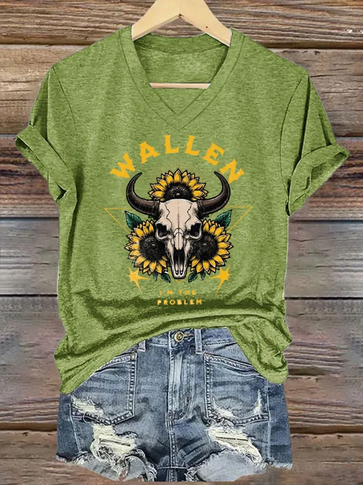 Wallen I'M The Problem Printed V-Neck Short-Sleeved T-Shirt