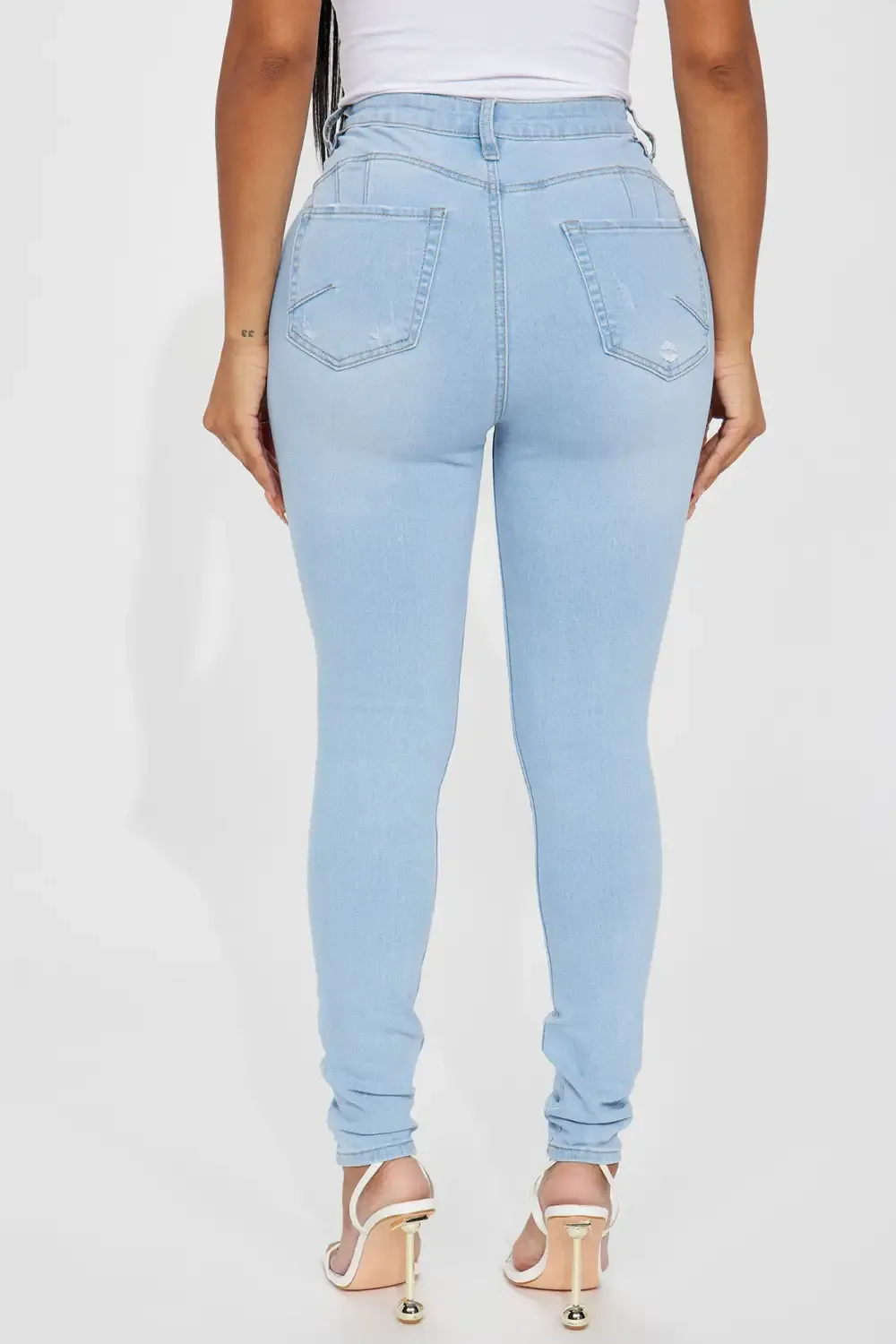Shelby Booty Lifting Ripped High Rise Stretch Skinny Jeans - Light Wash