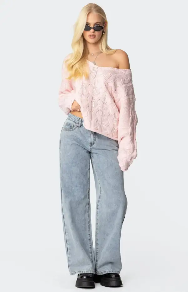 Edikted Inga Oversized Cable Knit Sweater