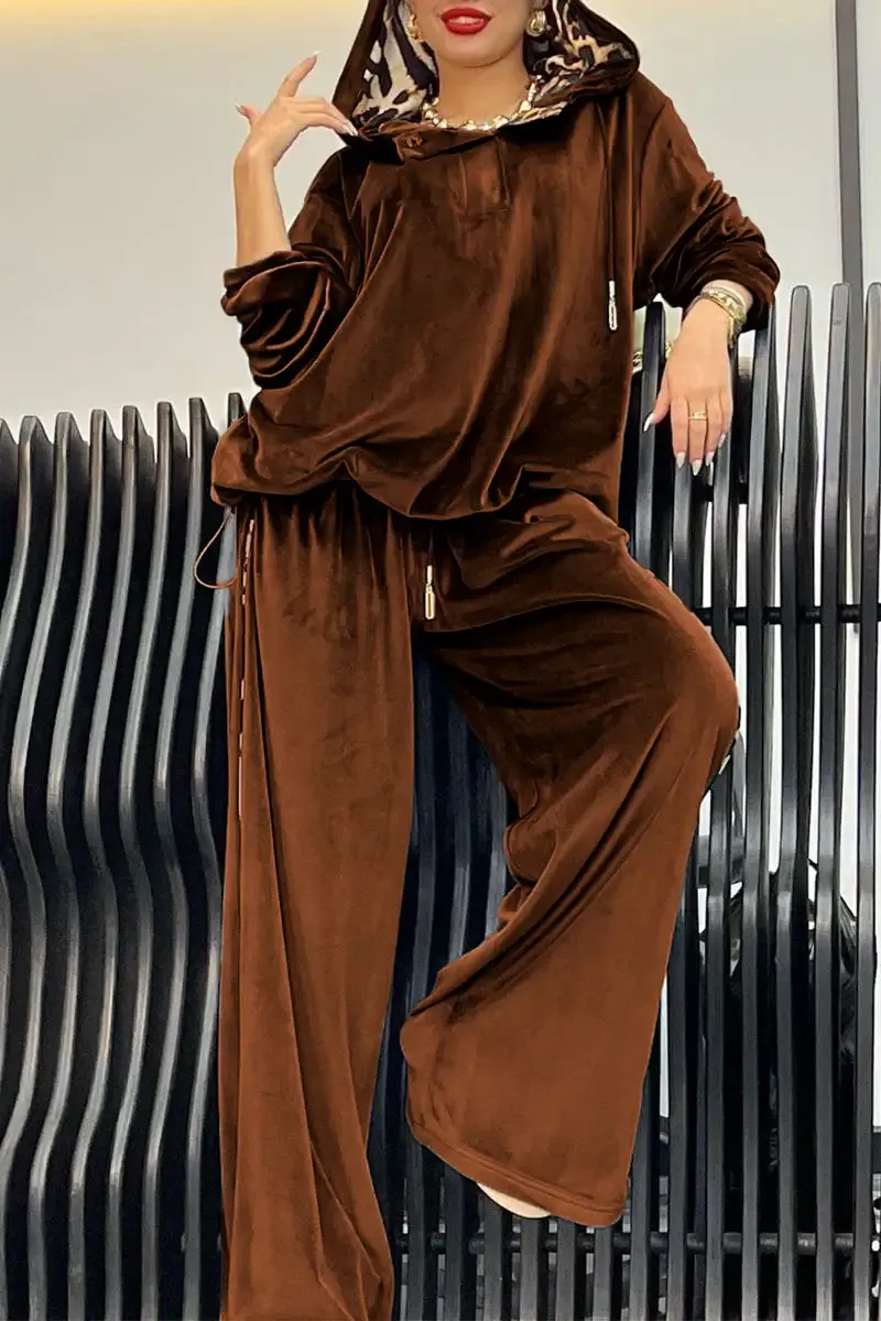 Women's Leopard Print Hoodies and Pants Set