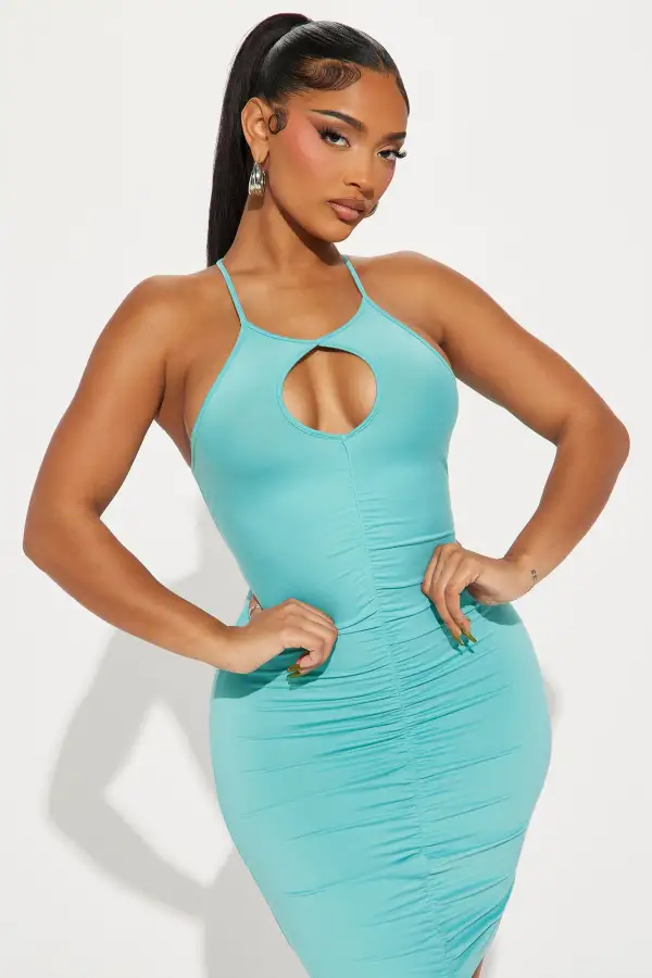 Chiara Ruched Mini Dress - Blue