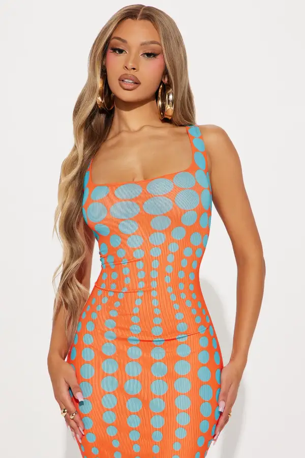 A Sight Mesh Maxi Dress - Orange