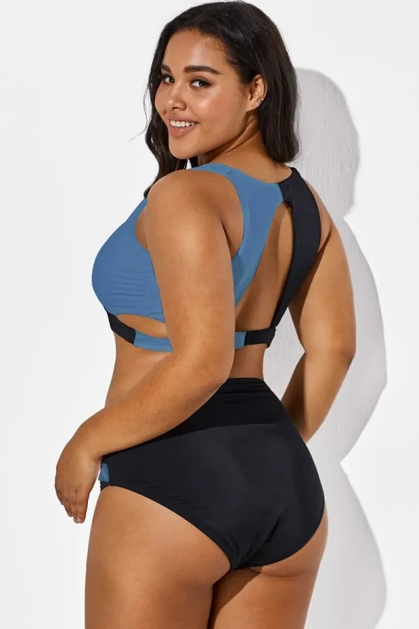 Colorblock Stylish Women Wrap Swimsuits Bikini Top