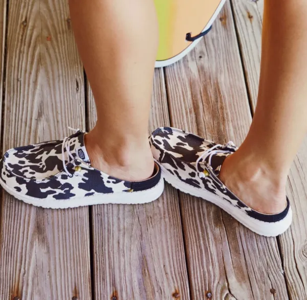 Wendy Slip Classic - White/Black Cow Print
