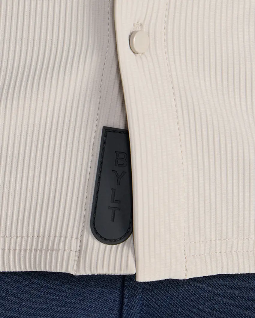 Ribbed+ Short Sleeve Button Down