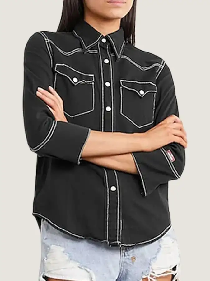 Women'S Black Denim Shirt