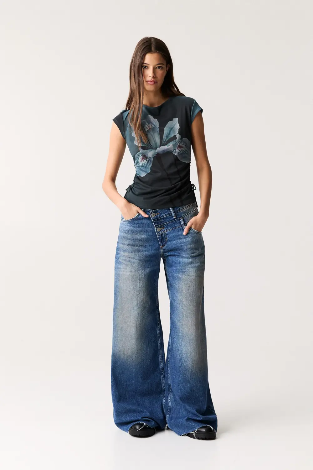 Floral tulle T-shirt