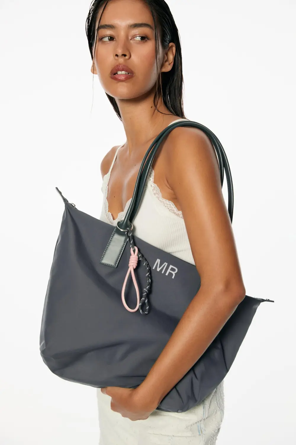 Bolso shopper nylon adorno