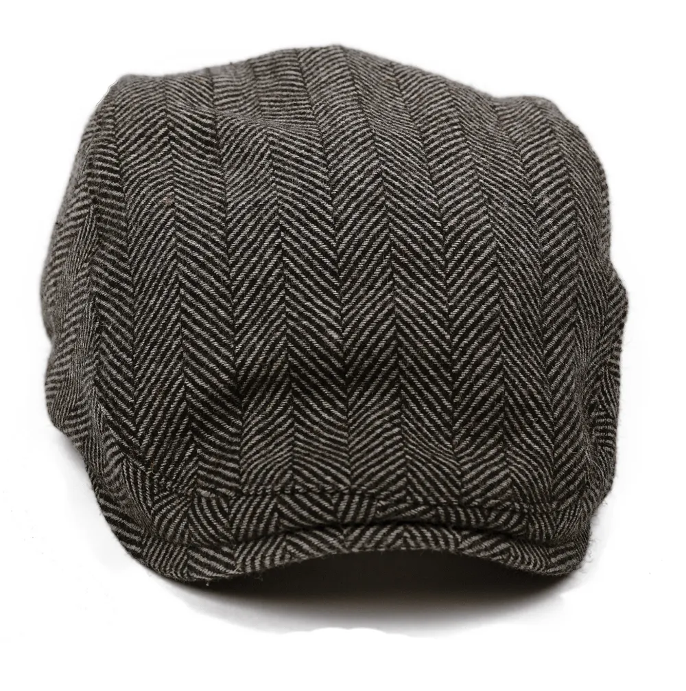 The Honey Badger Boston Scally Cap - Grey Herringbone